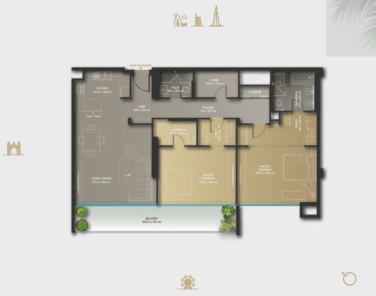2 bedroom apartment floor plan at olaia residences