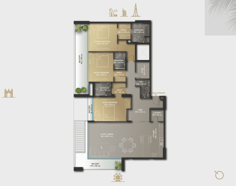 3 bedroom apartment floor plan