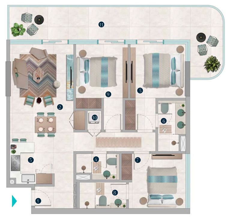 3 bedroom apartment floor plans in octa isle dubai islands