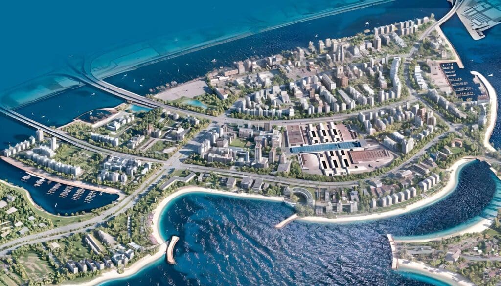 dubai islands bird's eye view
