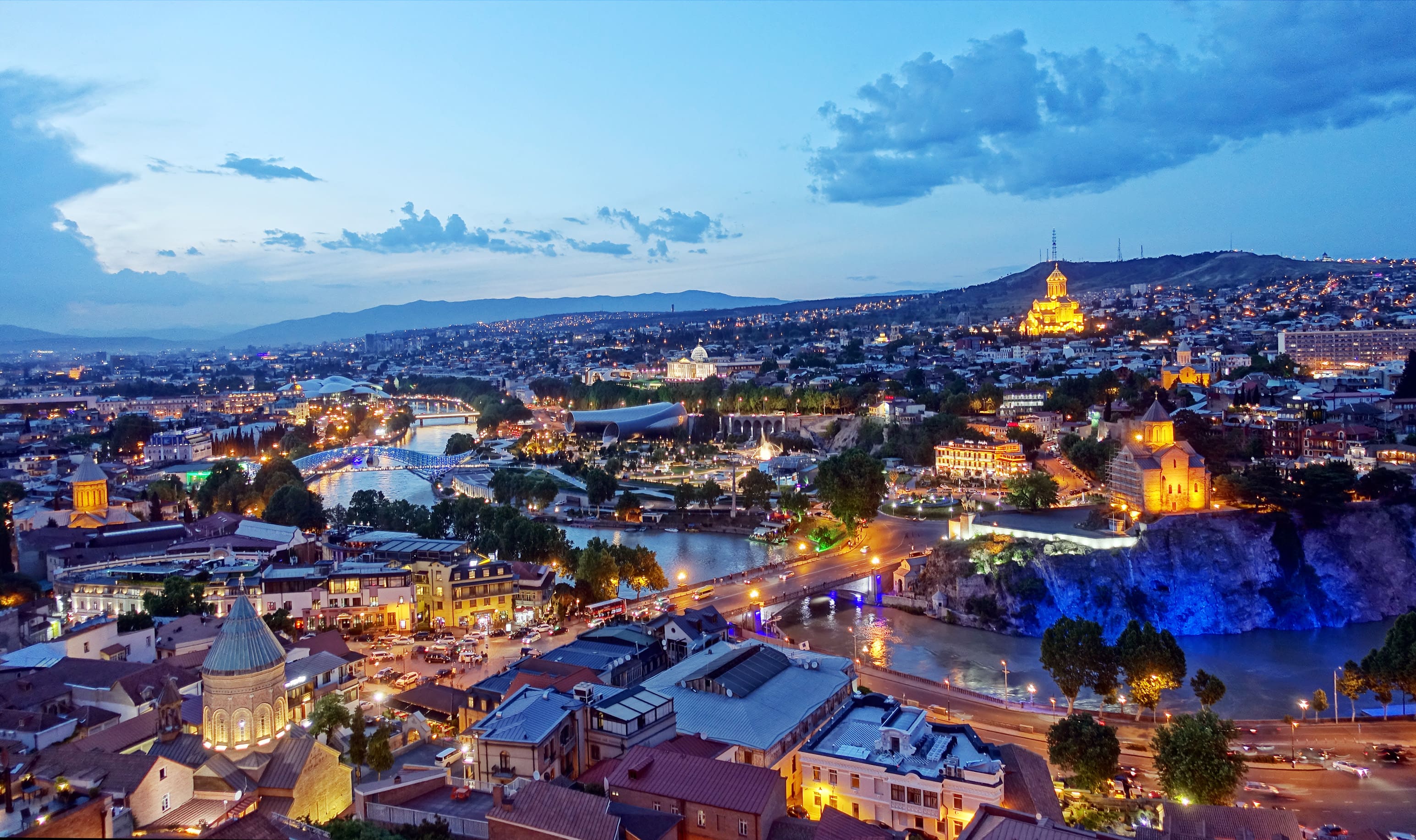Tbilisi aerial night view