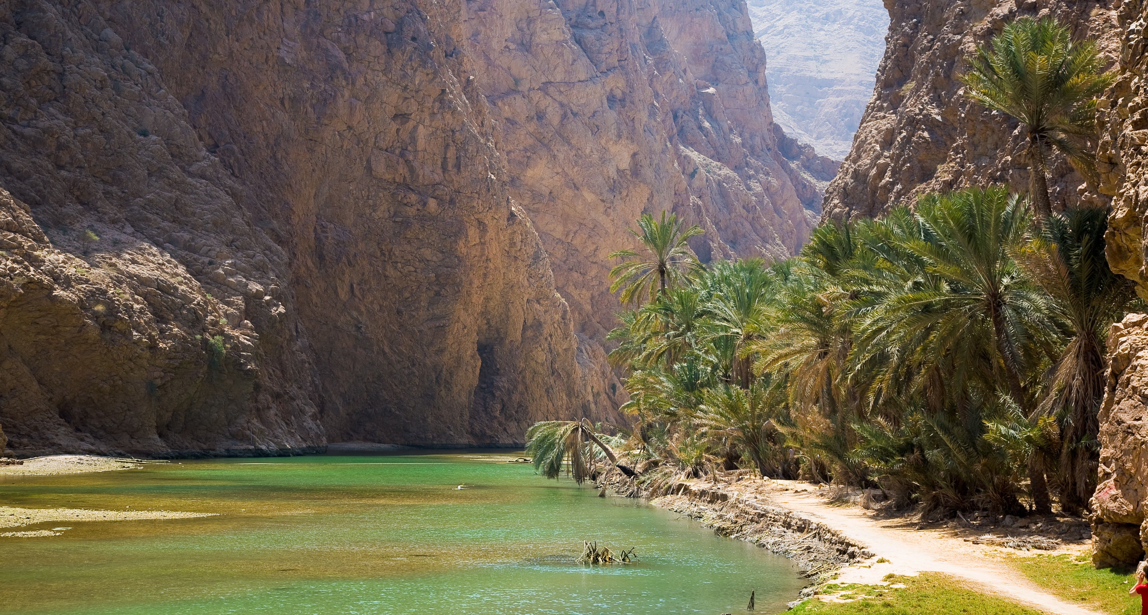 Wadi Shab, Oman — turquoise pools and canyon walls between Muscat and Sur
