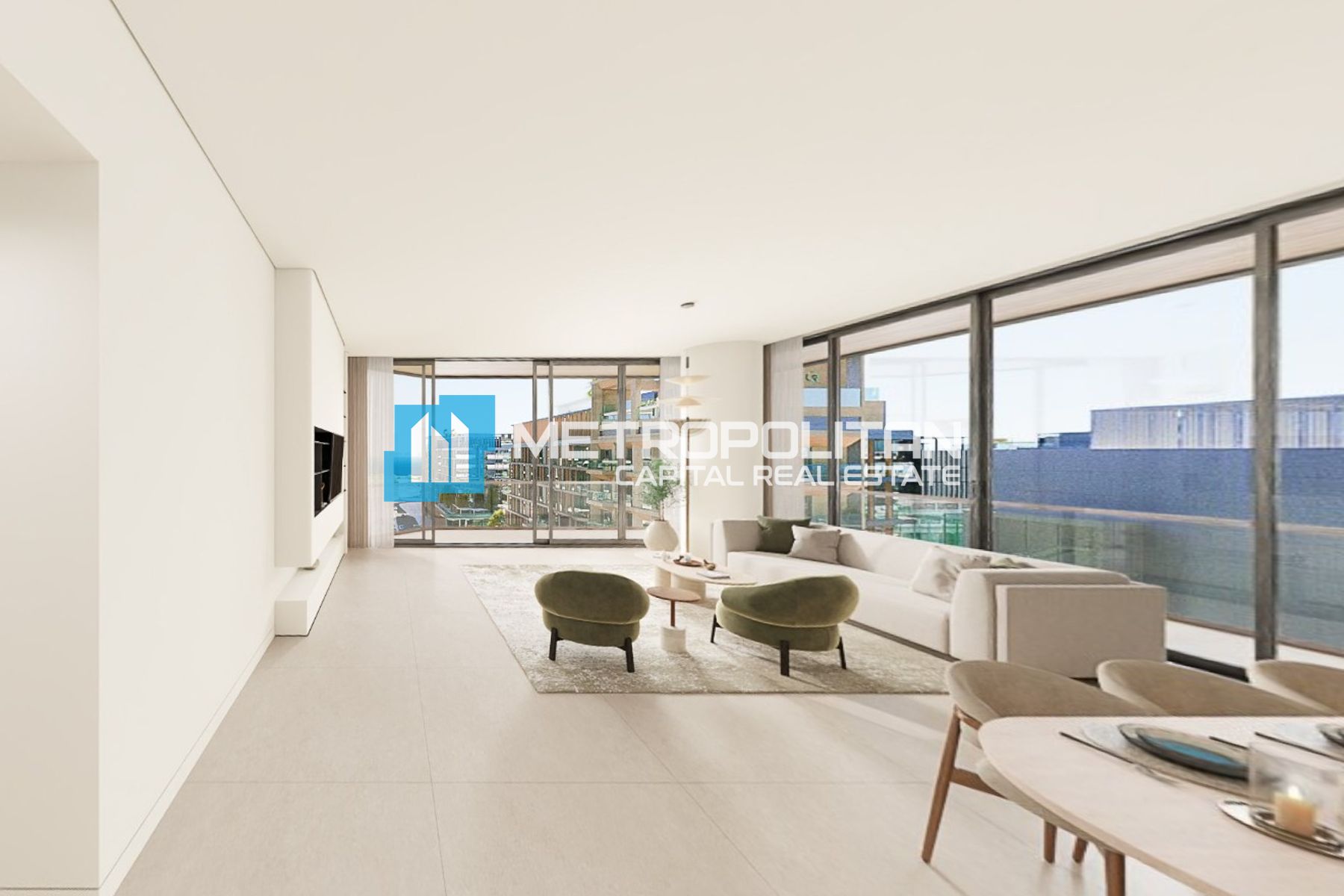 Corner 2BR | Partial Sea-Museum View | Study Area