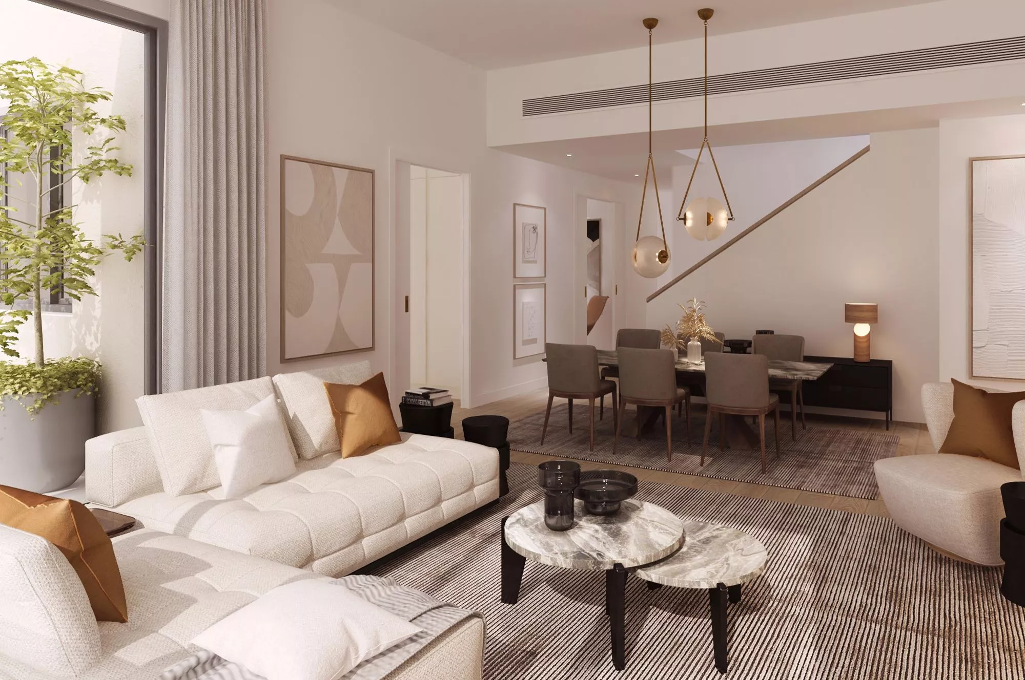 living room interior in jebel ali village townhouse