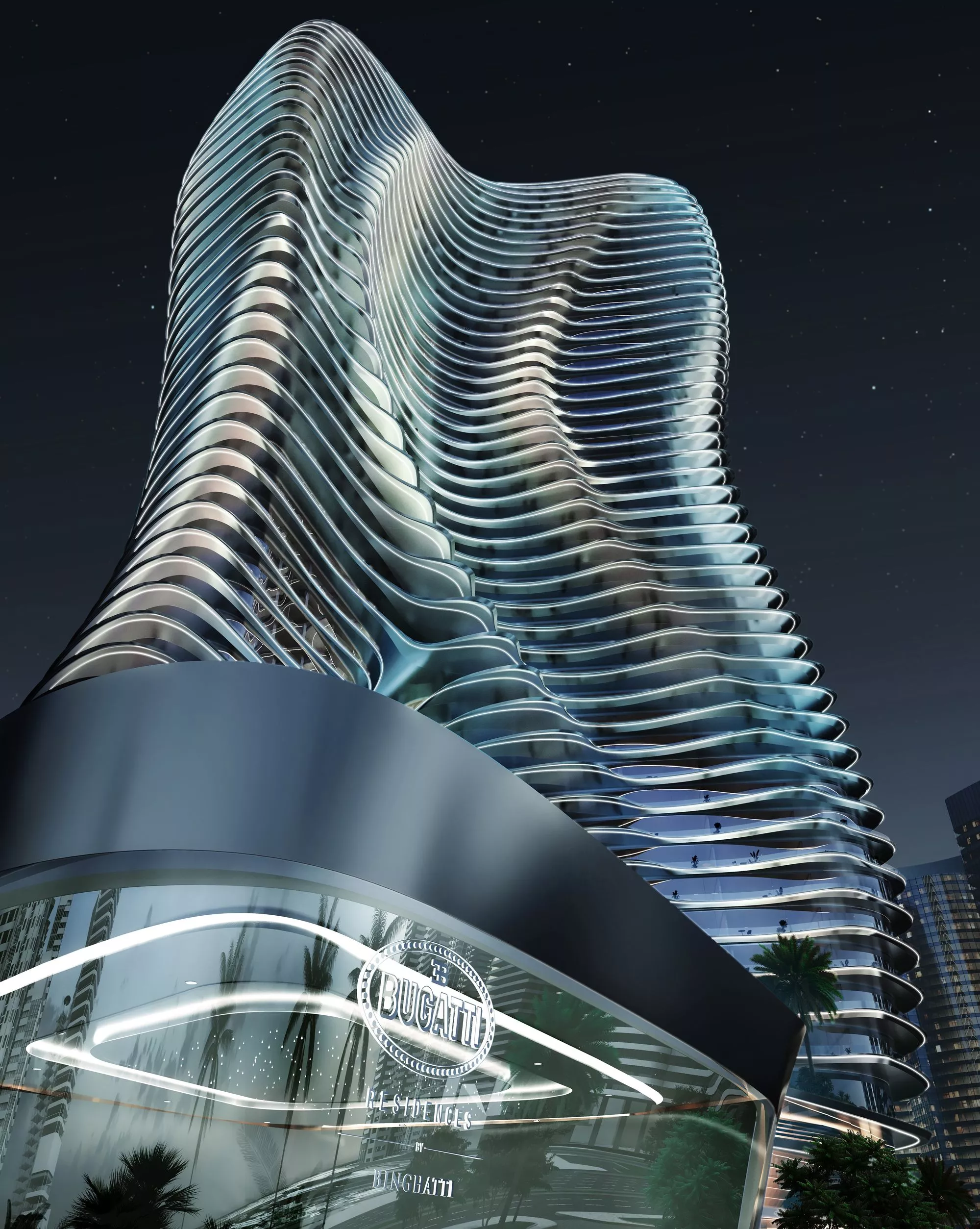 bugatti residences building side view close up