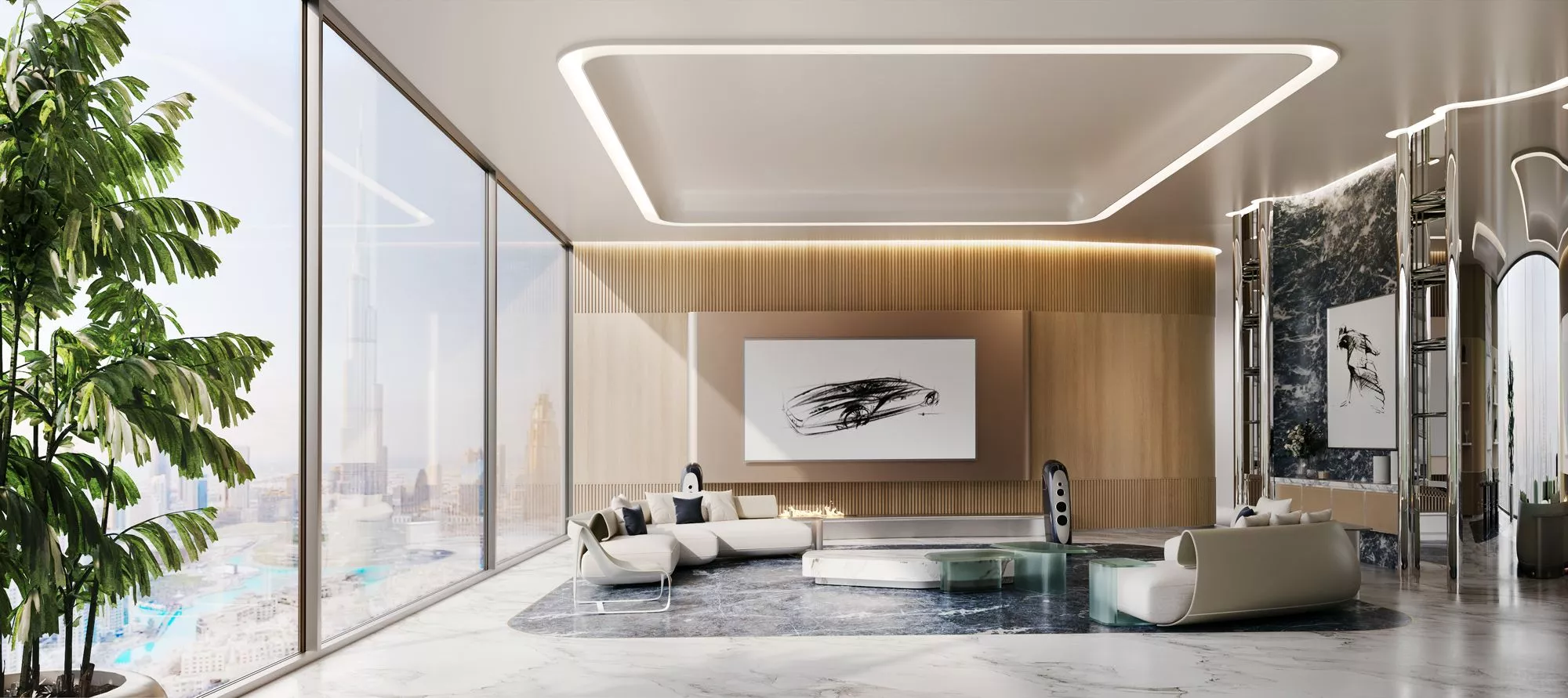 bugatti residences living room interior with tailored bugatti furniture
