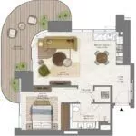 Floor plan of a 1-bedroom apartment in Address Residences Zabeel – Type A
