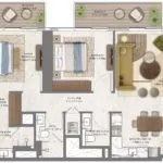 Alternate layout of a 2-bedroom apartment – Type B