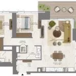 Floor plan of a 2-bedroom apartment in Address Residences Zabeel – Type A