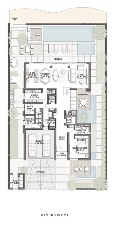 blue horizon 6-bedroom villa floor plan in palm jebel ali