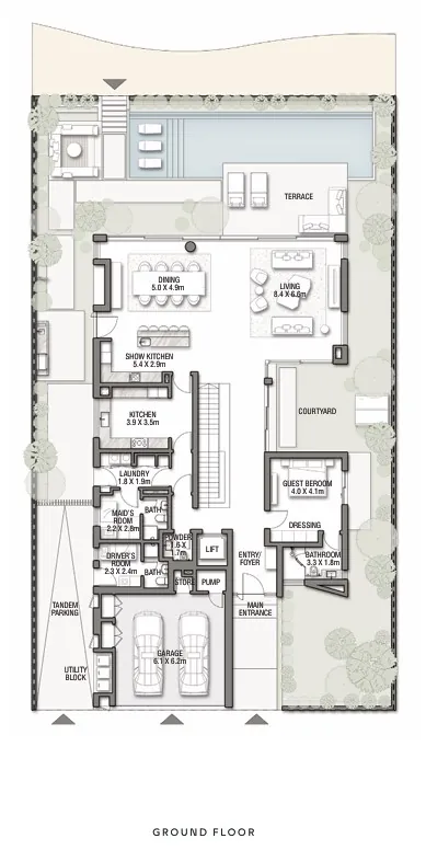 Bluejay 5-bedroom villa floor plan in palm jebel ali