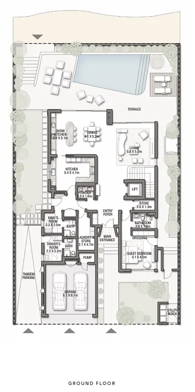 Crystal Springs 5-bedroom villa floor plan in palm jebel ali