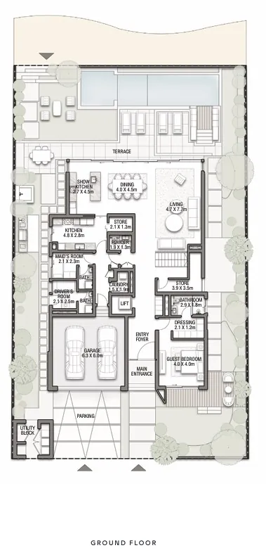 Cyan Sky 6-bedroom villa floor plan in palm jebel ali