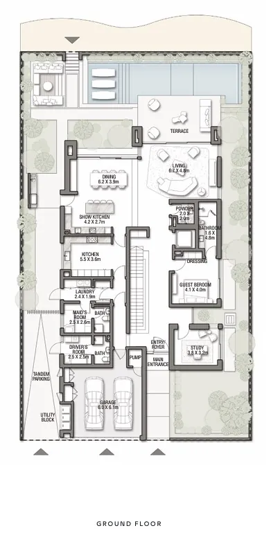 Ocean Whisper 6-bedroom villa floor plan in palm jebel ali