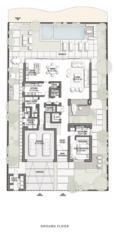 Pacific Breeze 6-bedroom villa floor plan in palm jebel ali