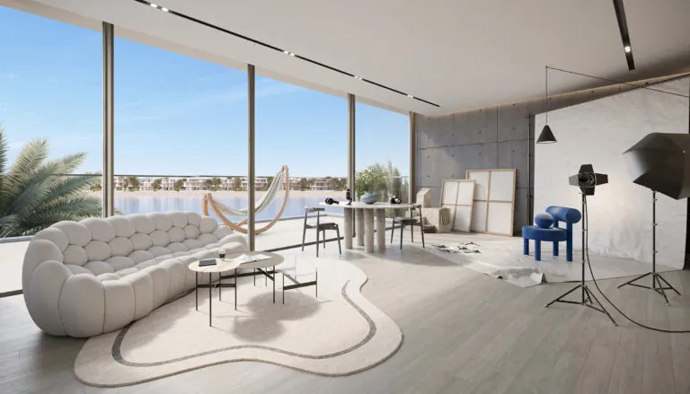 palm jebel ali villa sitting and dining rooms