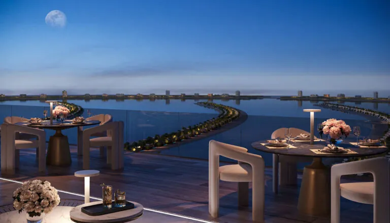 view of the sea from villa on palm jebel ali