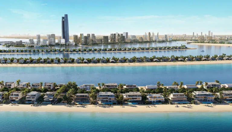 palm jebel ali aerial view of villas during the day