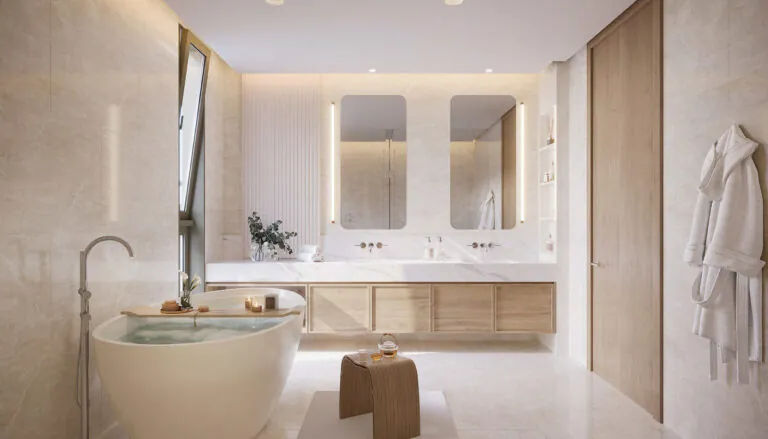 palm jebel ali villa bathroom interior