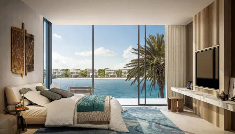 palm jebel ali villa bedroom interior