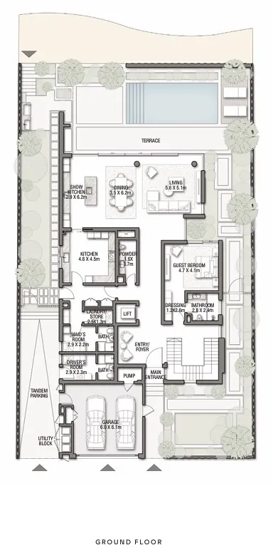 Wafe Crest 5-bedroom villa floor plan in palm jebel ali