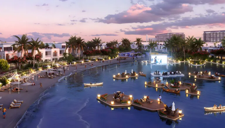 riverside beach and floating tables