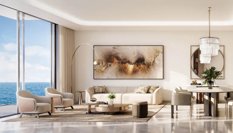 trump tower jeddah living room with dining room interior setup