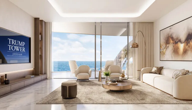 tv room in trump tower jeddah brochure rendering