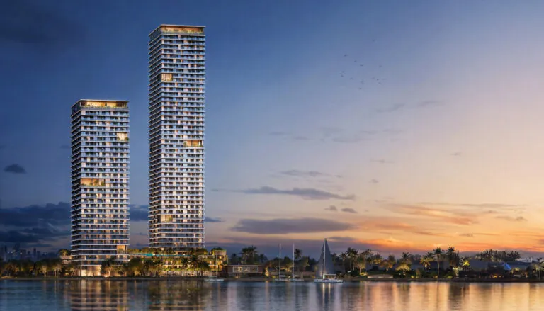 orise by beyond view of the two buildings from the sea