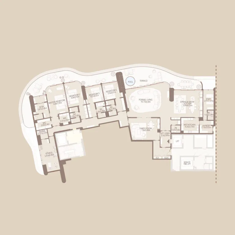 jumeirah asora bay 4 bedroom apartment floor plan