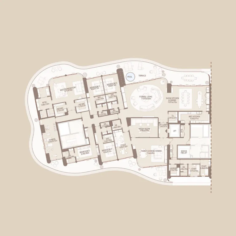 jumeirah asora bay 5 bedroom apartment floor plan