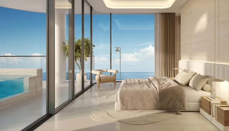 esme beach residences master bedroom with private pool and beach view
