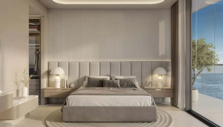 esme beach residences master bedroom interior rendering