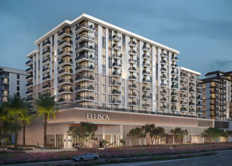 ellison in town square dubai full view of residential building complex