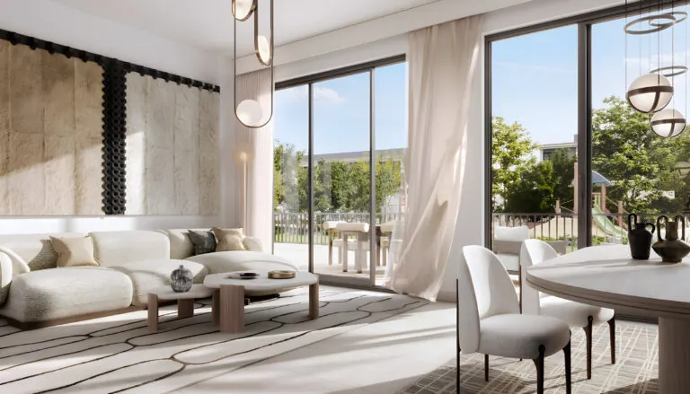 townhouse ground floor living room interior in greenspoint at emaar south