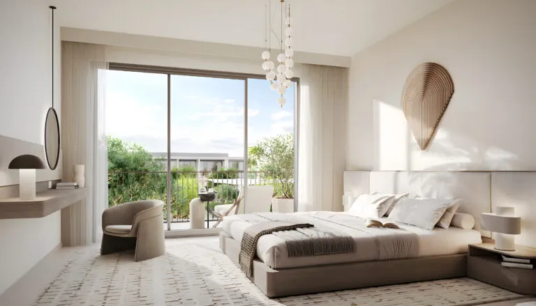 townhouse bedroom interior in greenspoint at emaar south