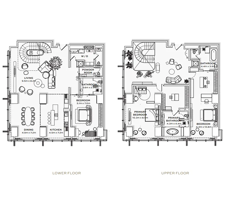 burj azizi 3 bedroom penthouse floor plan