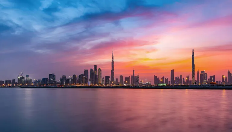 burj azizi at sunset