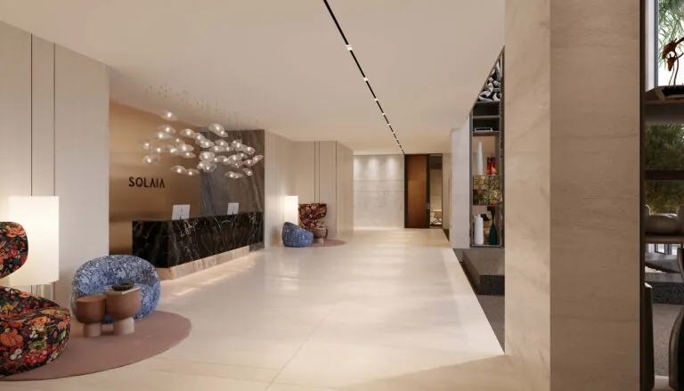 main entrance reception at olaia residences