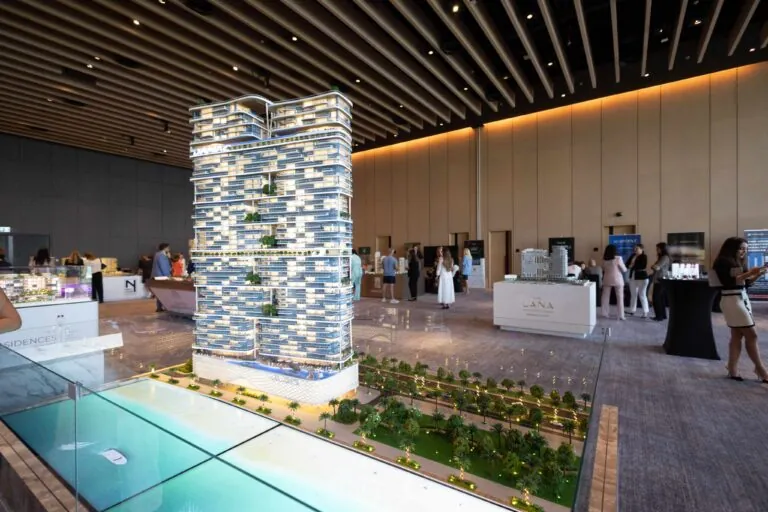 mockups of off-plan real estate projects at property expo by metropolitan premium properties